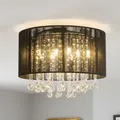 LED Decken Leuchte Glas Seide schwarz Gäste Zimmer Beleuchtung Kristall Lampe