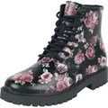 Rock Rebel by EMP Damen schwarze Boots mit floralem Alloverprint EU40 - Schwarz - 40