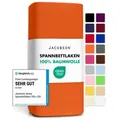 Jacobson Spannbettlaken aus 100% Baumwolle, Jersey Bettlaken 160 g/m2, Spannbetttuch mit Gummizug, OEKO-TEX®, pflegeleicht, viele Farben orange 120 - 130 cm x 200 cm