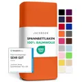 Jacobson Jersey Spannbettlaken Spannbetttuch Baumwolle Bettlaken (120x200-130x200 cm, Orange)