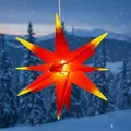GURU SHOP 3D Batterie Außenstern Kaspar, Weihnachtsstern, Faltstern mit 18 Spitzen Incl. 7 m Kabel & LED Leuchtmittel - Ø 55 cm 4xAA Rot/gelb Offen