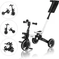 FableKids®Dreirad 7in1 Kinderdreirad Laufrad Lenkstange Fahrrad Baby Kinderwagen | Elternlenkung|Klappbar | Becherhalter | ab 18 Monate | weiss