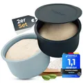 Teigbar« Pizzaballenbox mit Deckel, 2er Set - platzsparende Teigbox aus löse-leichtem Silikon - bis zu 350g Pizzateig Box mit Deckel, Pizza Box - Schwarz/Grau - Ø13cm