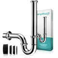 Engelbach® Siphon Waschbecken extra Lang 200mm - Abflussrohr, Röhrensiphon 1 1/4 inkl. Gummimanschette - Universal Syphon, Sifon für Badezimmer mit Montage-Video