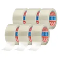 tesa tesapack 64014 Paketklebeband - geräuscharmes Paketband zum Verpacken von Paketen und Versandkartons - Transparent - 6 Rollen Klebeband - je 66 m x 50 mm