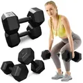TREX SPORT Kurzhanteln Hanteln Set 2x8kg TX-008CD | Kunststoff Hexagon Dumbbell für Krafttraining | sechseckige Anti-Roll Form, ergonomischer Griff - Schwarz