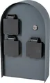 Grafner Edelstahl Design Gartensteckdose Dämmerungssensor, 3 Steckdosen, IP44, oval, anthrazit, KEIN ROST – Pulverbeschichtung, Energiesäule Mehrfach Metall Außen Steckdose schwarz Helligkeitssensor