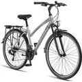 Licorne Bike L-V-ATB Premium Trekking Bike in 28 Zoll - Fahrrad für Herren, Jungen, Mädchen und Damen - Shimano 21 Gang-Schaltung - Citybike - M... - Grau