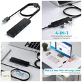 USB Hub 3.0 4-Port mit 120cm Kabel ultradünn für Laptop MacBook PC PS4