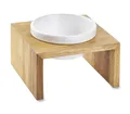 Wolters Gohan Einzelnapf Teak | Holzgestell mit Futterschale aus Keramik | Größe S - 1 x 0,4 l (17,5 x 17,5 x 12 cm)