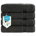 Hammetex Handtücher 50x100 cm 4er Set – 100% Baumwolle Frottier – Oeko-TEX Zertifiziert – Weich, Saugstark – mit Aufhänger, Anthrazit