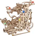 UGEARS DIY-Mechanische Holzkugelbahn - Marble Run 3D Holzpuzzle für Erwachsene - Holzmurmelbahn mit Etagenaufzug - Holzkugelbahn - Modellbausatz mit 10 bunten Murmeln - Modellbau Holz 3D Puzzle