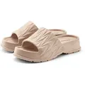 French Connection Badeschlappe, Badelatsche, Mule, Sandale, offener Schuh, Sommerschuhe Badepantolette Pantolette aus wasserabweisendem Material mit Plateausohle beige 42