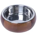 Dehner Futternapf Hundenapf/Katzennapf, Edelstahl/Holz, braun braun 1,45 ml | Ø 23 cm