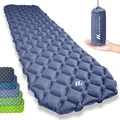 NORDMUT Isomatte Ultraleicht [mit Reparaturset] - Aufblasbare Luftmatratze Camping kleines Packmaß - Camping Matratze Wetterfest für Outdoor Zelt & Festivals - Grau