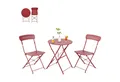 LuxusKollektion Balkonset Bistrotisch 3teilig Stühle Balkonmöbel Wetterfest blau Rot mit Nut