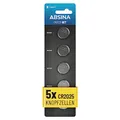ABSINA Knopfzellen CR2025 5er Pack - CR 2025 Knopfzelle auslaufsicher & Lange Haltbarkeit - CR2025 Batterien Knopfzellen - CR 2025 3V Lithium Knopfbatterie