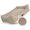 Freudentier Hundekorb Orthopädisches Hundebett aus Teddy, Waschbar, Handmade in Europe, Herausnehmbares Liegekissen 120 cm x 82 cm