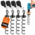 NewHabitat | 4X Erdanker Bodenanker aus Stahl inkl. Gurte | Erdanker Set für Trampolin, Zelt, Pavillion & Schaukel, 9-teiliges Set, Schwarz, 38cm