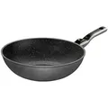 STONELINE Wok, Aluminium (1-tlg), mit echten Steinpartikeln, induktionsgeeignet, Made in Germany schwarz
