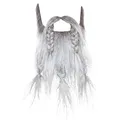 Mustaches Selbstklebender Viking Dwarf Gefälschter Schnurrbart und Bart für Kinder, Neuheit, Falsche Gesichtsbehaarung, Kostümzubehör für Kinder, Salz und Pfeffer Farbe