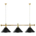 Billard Lampe 3 Schirme Schwarz / goldfarbene Halterung