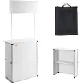 VEVOR Tragbare Messetheke Messetresen, 78,5 × 38 × 181,5 cm Messestand Ausstellungs-Thekenständer, Faltbarer Promotion-Einzelhandels-Bartisch, Rezeption Messestand mit Aufbewahrungsregal, Tragetasche