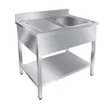 GastroHero Spültisch Edelstahl 100x60 cm mit 1 Becken links Aufkantung Grundboden Profi Gastronomie Spülbecken Basic-Serie AISI 201 (1000 x 600 x 845-865 mm, 1 Becken rechts)