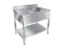 GastroHero Arbeitstisch Spültisch 100x60 cm - Edelstahl mit Becken - Gastro - Spüle