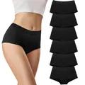 Libella Unterhosen Damen Baumwolle Panties Atmungsaktiv Mittlere Taille Hipster Slips Bequeme Unterwäsche für Frauen Baumwoll Schritt 6er Pack Schwarz 2XL