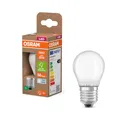 Osram LED-Lampe in klassischer Miniballform, mit dekorativem LED-Filament im Frosted Design, Energieeffizienzklasse A, E27, 1.2 W, 255 lm, 4000 K, kaltweiß. Ohne Aufwärmen, sofort 100% Licht.