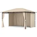 Blumfeldt Mondo 3x4 m Pavillon mit Metallrahmen und 4 Seitenwänden Beige