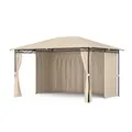 blumfeldt Mondo Pavillon 3x4 – Stahlrahmen, Mit Vorhängen, Wetterfeste Überdachung, Gartenpavillon, Rostfrei, Leichter Aufbau, Beige