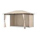 Pavillon 3x4 wasserdicht stabil Gartenpavillon metall 4 Seitenwänden beige