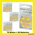60 Stück Hörgerätebatterie PowerOne Typ 10 PR70 p10 HÖRGERÄTE BATTERIE