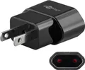 Reiseadapter, Eurobuchse (Typ C, CEE 7/16) > US/Japan-Stecker (Typ A, NEMA 1-15, 2-polig) - Farbe: schwarz