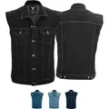 BULLDT Motorradweste BLD698 Jeansweste Biker Kutte Denimweste Bikerweste Motorradweste Weste schwarz 48/S