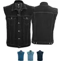 BULLDT Herren Motorradweste Jeansweste Motorrad Kutte Denimweste Bikerweste - Stylische Biker Trucker Weste mit Kragen – Vintage & Klassischer Lifestyle aus 100 % Baumwolle Schwarz - 48