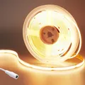 GOMING 24V 5M COB LED Strip Warmweiss 3000K LED Streifen Warmweiß 480LED/M LED Band Selbstklebend CRI 93+ Hohe Helligkeit 4500lm Nicht Wasserdicht IP20 für Innen Heim Deko(Netzteil nicht Enthalten)