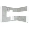 vidaXL 14-TLG. Küchenschrank-Set Porto Betongrau Holzwerkstoff, Küchenzeile Einbauküche, Schrank-Set, Unterschrank, Küchenschrank, Hängeschrank