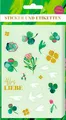 Sticker & Etiketten: 100 grüne Sticker mit Goldfolie für DIY &
