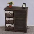 Kommode Schrank mit 3 Körben 63x60x30cm, Shabby-Look, Vintage braun