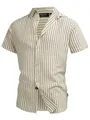 Indicode Herren INKiss Kurzarmhemd mit Kent-Kragen | Herrenhemd gestreift Kurzarm Hemd Army, XL
