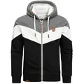 Amaci&Sons Kapuzenpullover ARDMORE Sweatjacke im Block-Design Herren Kapuzenpullover Pullover Hoodie Zipper Jacke blau|schwarz L