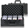 VEVOR Aufbewahrungsbox, 4 Fächer, Tragetasche für Sammelkarten mit Schaumstoffteilern und Schlüsselschloss, für 108 PSA-Karten, 76 BGS-Karten, ... - Schwarz