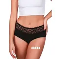 Taynie Periodenslip Deluxe extra stark - Periodenunterwäsche starke Blutung - Damen (1-St., 1er-Pack) Auslaufsichere Periodenunterwäsche / Periodenslip aus Bio Baumwolle schwarz 52/6XL