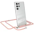 EAZY CASE - Smartphone Necklace - kompatibel mit Samsung Galaxy S22 Ultra 5G, Tasche Schultertasche Crossbody Bag, Handyhülle zum Umhängeband Kordel in komplett Alt Rosa mit Endstücken in Silber
