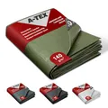 A-TEX® Abdeckplane 140 g/m² (Grün, 3 x 6 m) | Verschiedene Größen und Farben wählbar | Plane mit Ösen | Gewebeplane Gartenplane BAU Holzplane | wasserdicht | wasserfest | reißfest | UV-stabilisiert