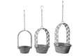 finehomegarden Blumenampel Pflanzgefäß Ampel Metall Schale zum Hängen grau 3erSet Ø14+18+20cm (Set, 3 St., 3tlg), Pflanzschale Vogeltränke Garten / Paket