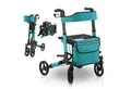 Juskys Rollator Vital, klappbar, mit Sitz, Einkaufstasche und Gehstockhalterung